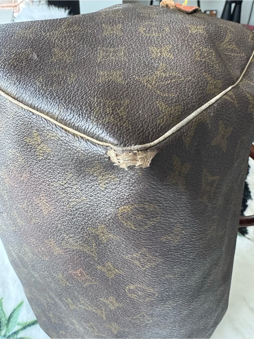 Louis Vuitton Monogram Canvas Satchel in Brown with Tan Trim